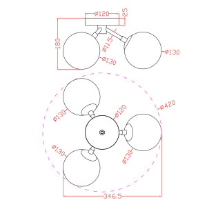 Lampa sufitowa Dorado złota 3xG9