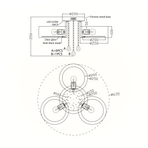 Plafon Gambela czarny 3xE27 LED