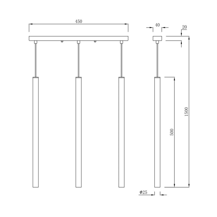 Lampa wisząca Lungo 3 linia złota 3xG9 - 5442