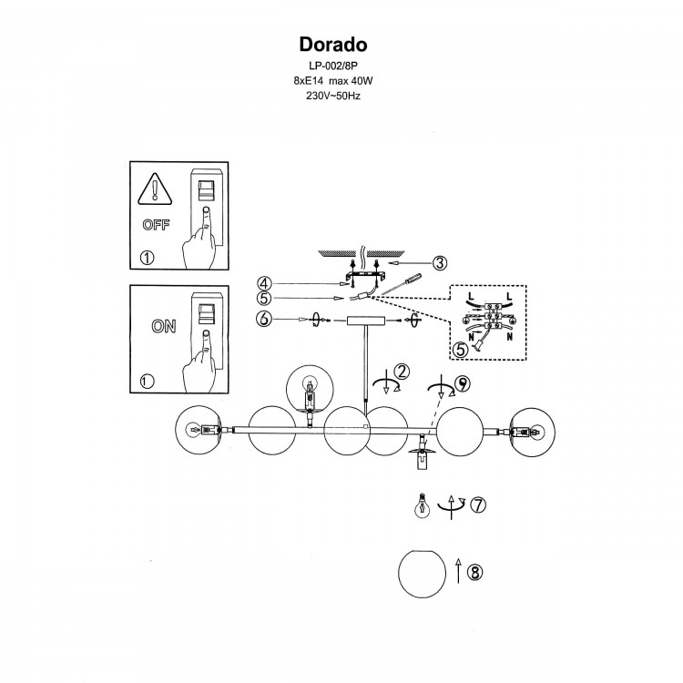 Lampa wisząca Dorado 8 złota 8xE14 - 5962