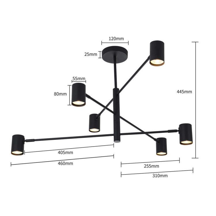Lampa wisząca Snow 6 czarna 6xGU10 - 6076