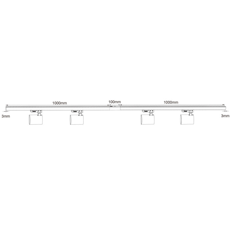 Zestaw oświetlenia szynowego Snow SET 3F czarny 4xGU10 - 6194
