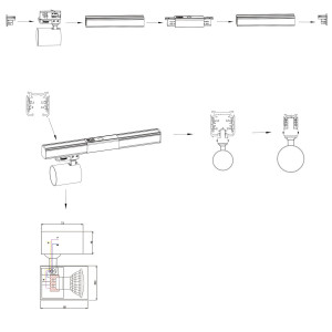 Zestaw oświetlenia szynowego Snow SET 3F czarny 4xGU10
