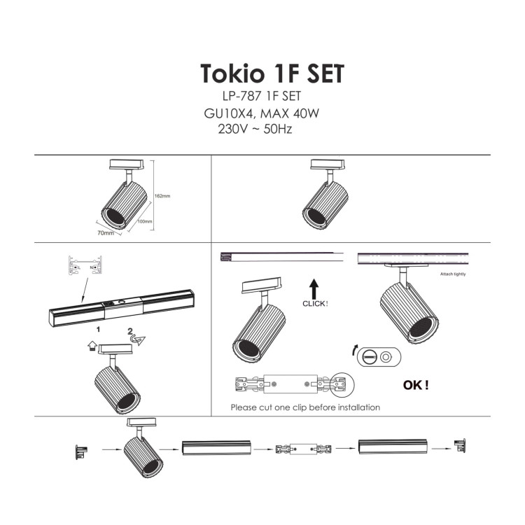 Zestaw oświetlenia szynowego Tokio SET 1F biały 4xGU10 - 6220
