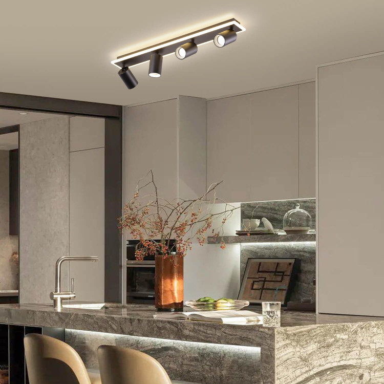 Zestaw reflektorów plafon Parma czarny 4xGU10 plus LED - 6545