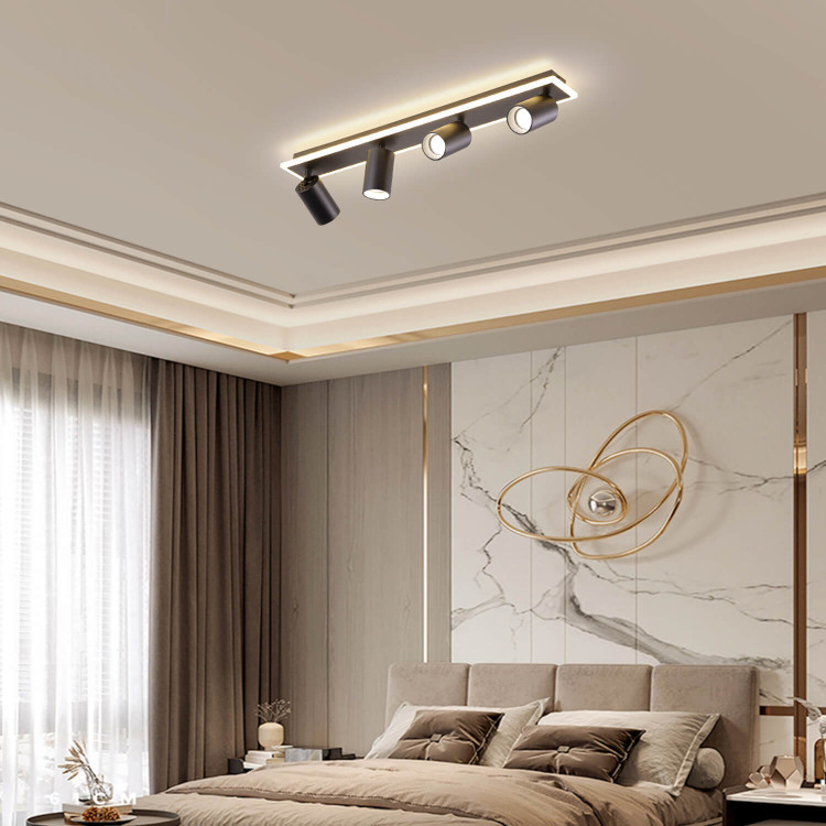 Zestaw reflektorów plafon Parma czarny 4xGU10 plus LED - 6546
