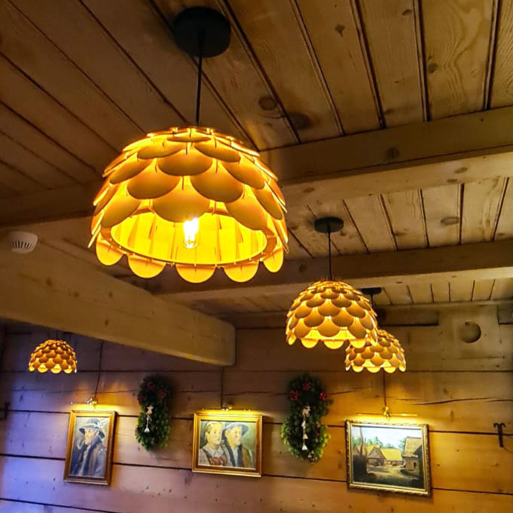 Lampa wisząca Burgo duża drewniana 1xE27 - 6750