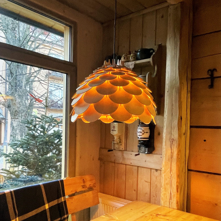 Lampa wisząca Burgo duża drewniana 1xE27 - 6753