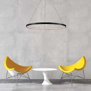 Lampa wisząca Ring 80 cm czarna LED CCT