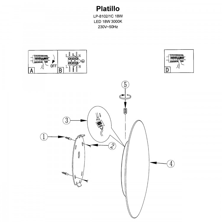 Plafon Platillo 21 cm złoty LED CCT - 7142