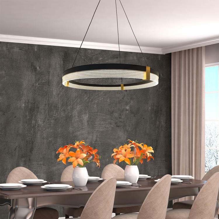 Lampa wisząca Plum Triangle 80 cm czarno-transparentna LED CCT - 7277