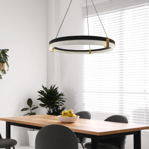 Lampa wisząca Plum Triangle 80 cm czarno-transparentna LED CCT