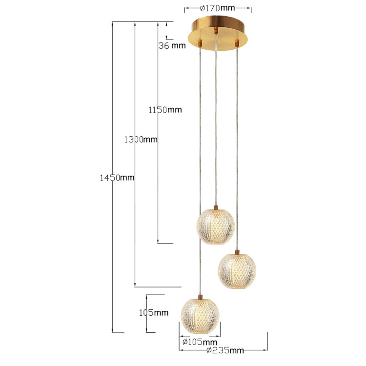 Diamond 3 wisząca złota - 7529