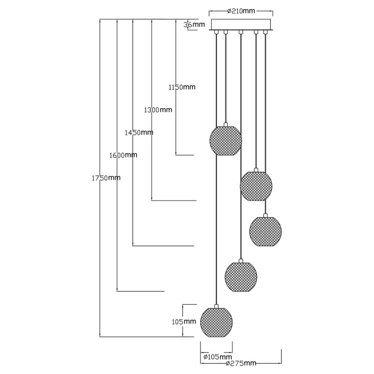 Diamond 5 wisząca złota - 7542
