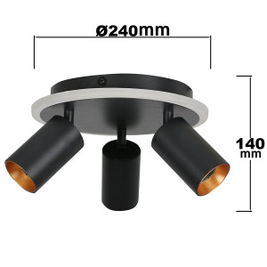 Plafon Parma 3 okrągły czarny 3xGU10 LED CCT