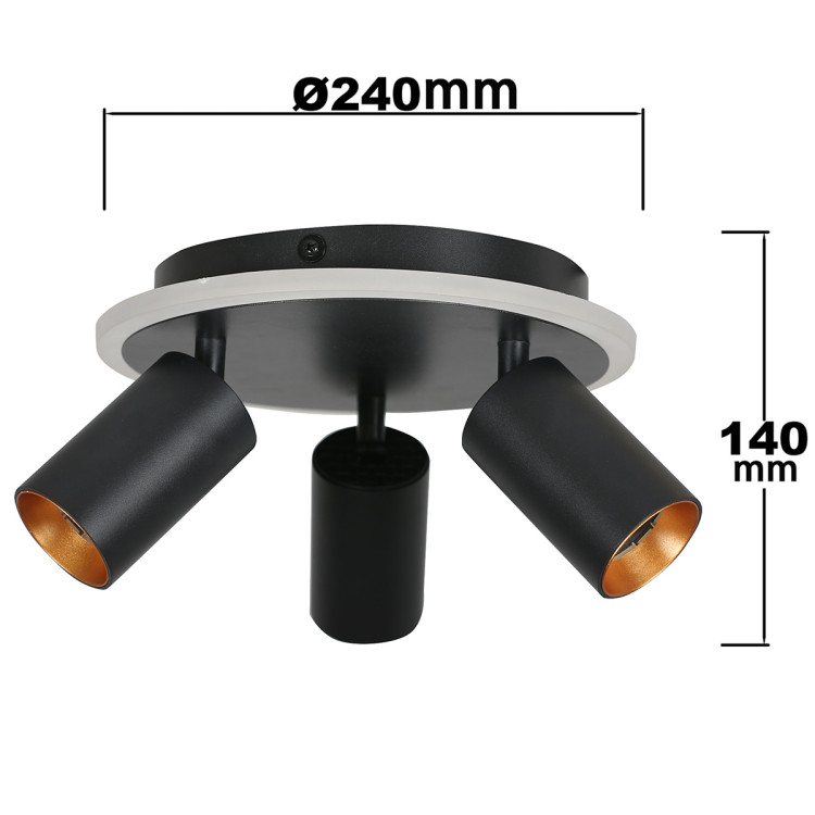 Plafon Parma 3 okrągły czarny 3xGU10 LED CCT - 7590