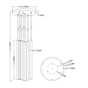 Lampa wisząca Lungo 7 kolor mix 7xG9