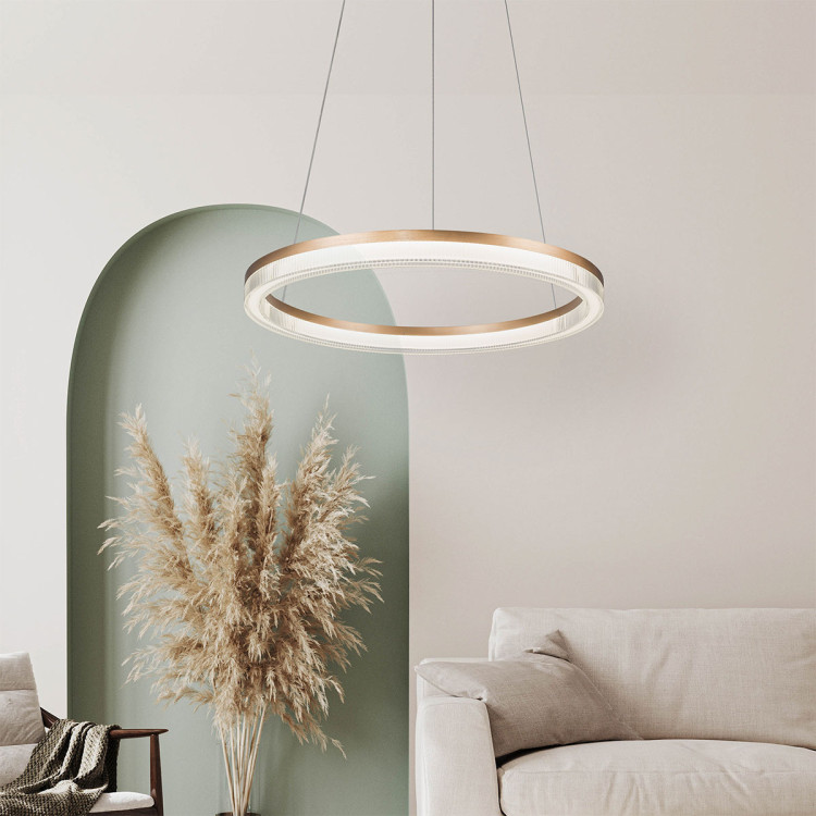 Lampa wisząca Midway Cristal Triangle złoto - transparentna LED CCT - 7734