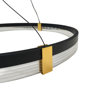 Lampa wisząca Plum Triangle 60 cm czarno-transparentna LED CCT