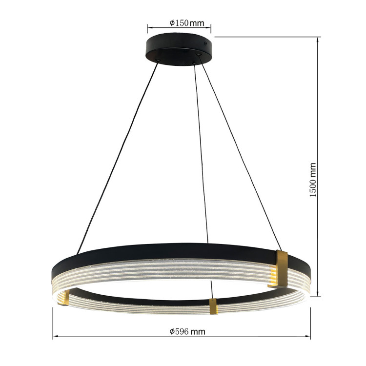 Lampa wisząca Plum Triangle 60 cm czarno-transparentna LED CCT - 7832