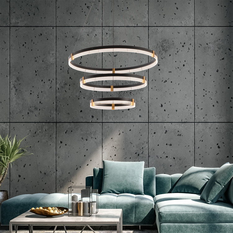 Lampa wisząca Plum 80 cm 60 cm 40 cm czarno-transparentna LED CCT - 7861