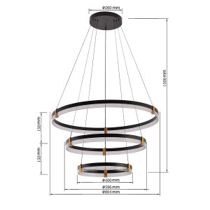 Lampa wisząca Plum 80 cm 60 cm 40 cm czarno-transparentna LED CCT