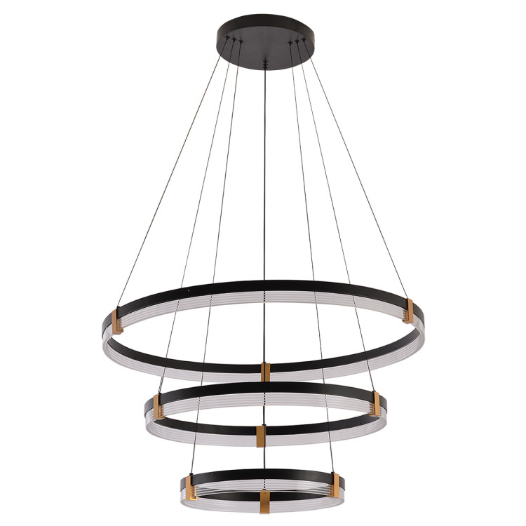 Lampa wisząca Plum 80 cm 60 cm 40 cm czarno-transparentna LED CCT - 7868