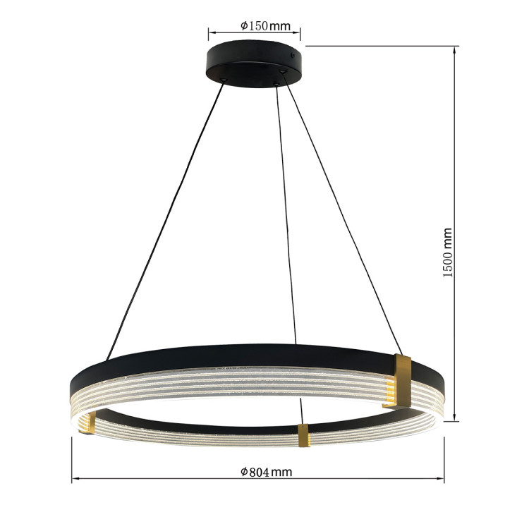 Lampa wisząca Plum Triangle 80 cm czarno-transparentna LED CCT - 7924