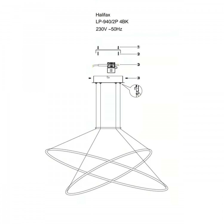 Lampa wisząca Halifax czarna LED CCT - 8540