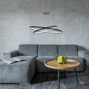 Lampa wisząca Halifax czarna LED CCT