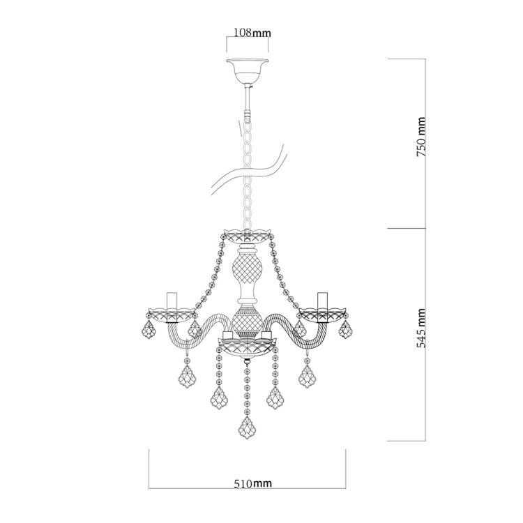 Lampa wisząca Cristallo srebrna 3xE14 - 8727