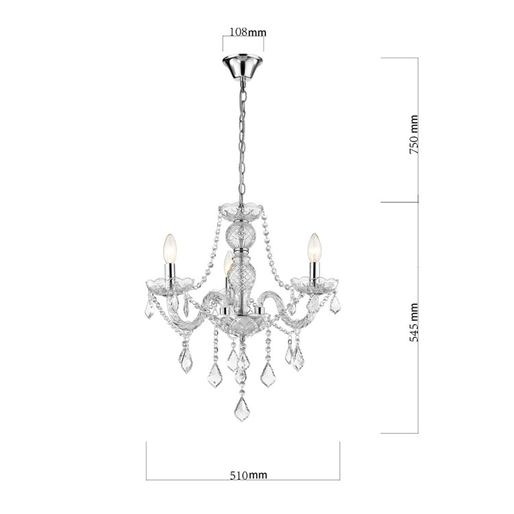 Lampa wisząca Cristallo srebrna 3xE14 - 8728