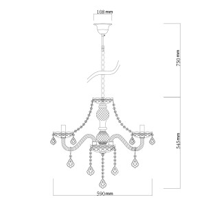 Lampa wisząca Cristallo srebrna 5xE14