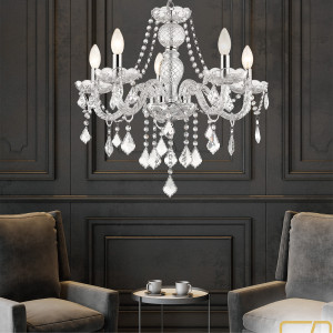 Lampa wisząca Cristallo srebrna 5xE14