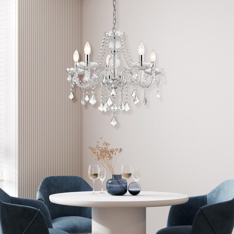 Lampa wisząca Cristallo srebrna 5xE14 - 8873