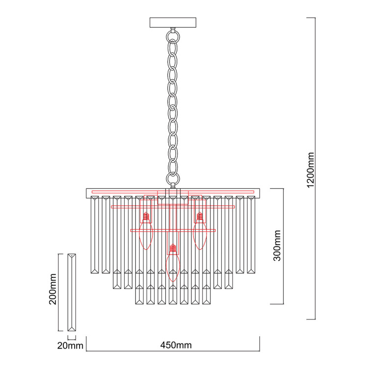 Lampa wisząca Vetro 5 srebrna 5xE14 - 8986
