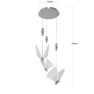 Lampa wisząca Mariposa 3 srebrna LED CCT