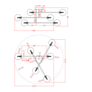 Lampa sufitowa Dorado czarna 6xG9