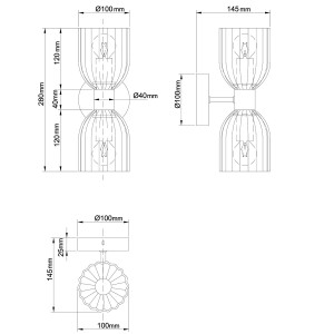 Podwójny kinkiet Piega bursztynowy 2xE14
