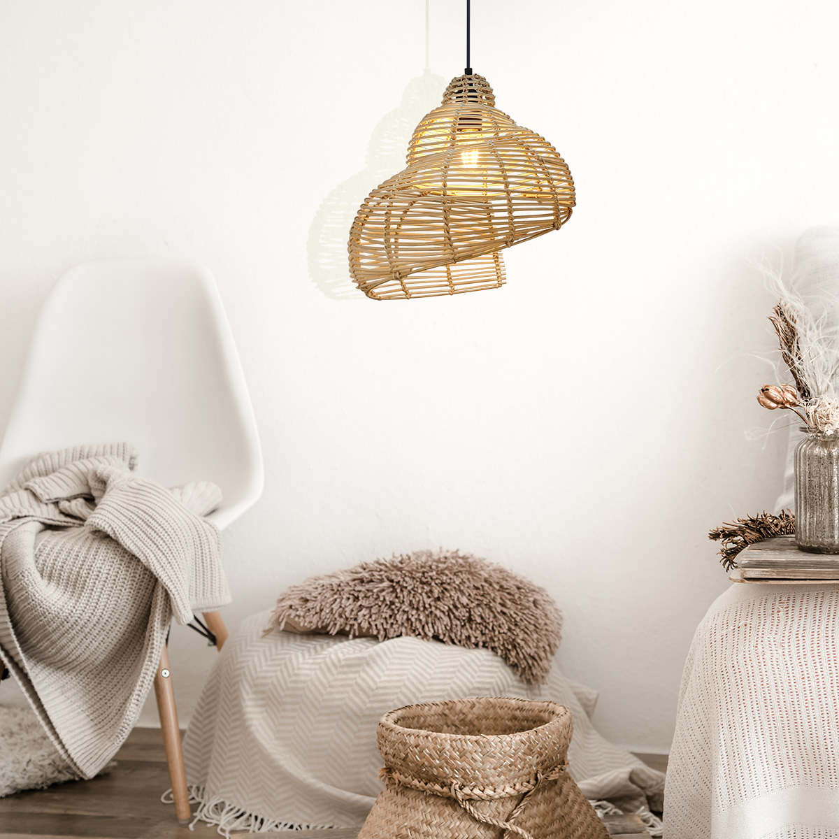 Lampa wisząca Shella w aranżacji boho.