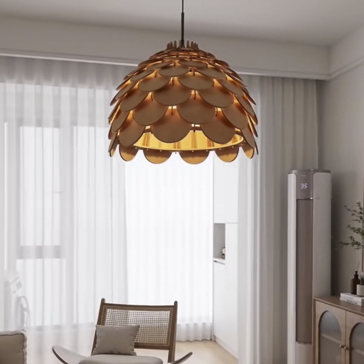 Lampa wiszaca Burgo mała drewniana 1xE27